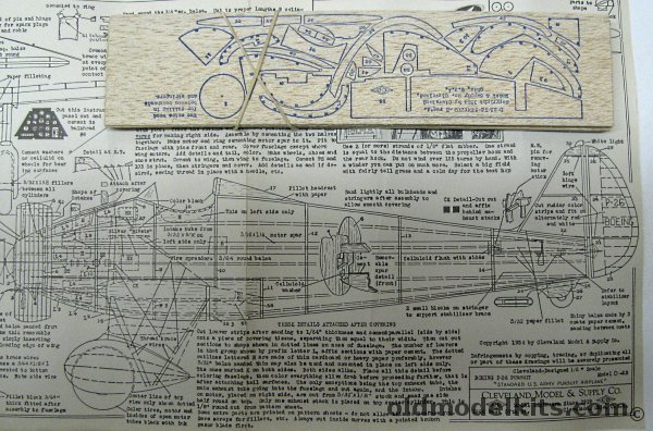 Cleveland 1/24 Boeing P-26 Pursuit - Plans and Printwood for a Flying Wooden Model Airplane, D-23 plastic model kit